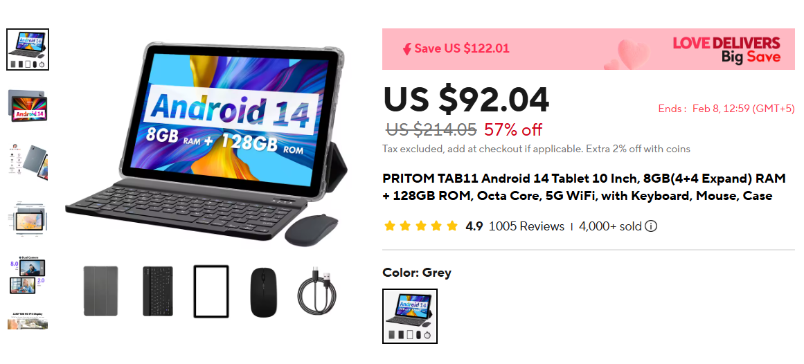 PRITOM TAB11 Android 14 Tablet